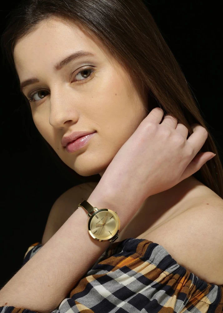  Shop Authentic Michael Kors Jaryn Quartz Gold Dial Gold Steel Strap Watch For Women - MK3734 - Luxxuri