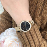  Shop Authentic Michael Kors Mini Darci Quartz Black Dial Gold Steel Strap Watch For Women - MK3738 - Luxxuri