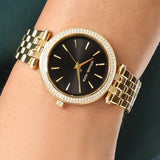  Shop Authentic Michael Kors Mini Darci Quartz Black Dial Gold Steel Strap Watch For Women - MK3738 - Luxxuri