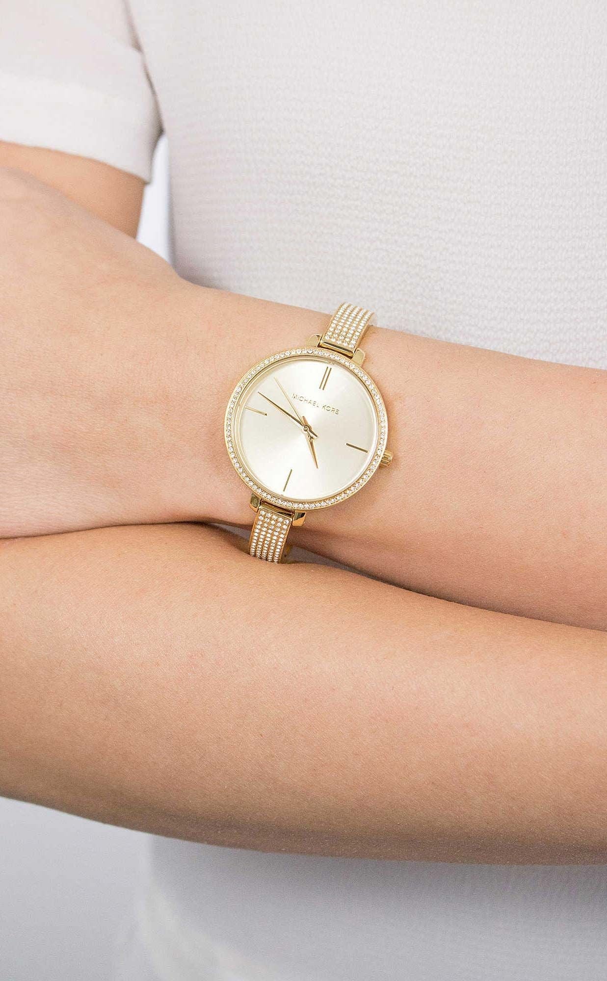  Shop Authentic Michael Kors Jaryn Quartz Gold Dial Gold Steel Strap Watch For Women - MK3784 - Luxxuri