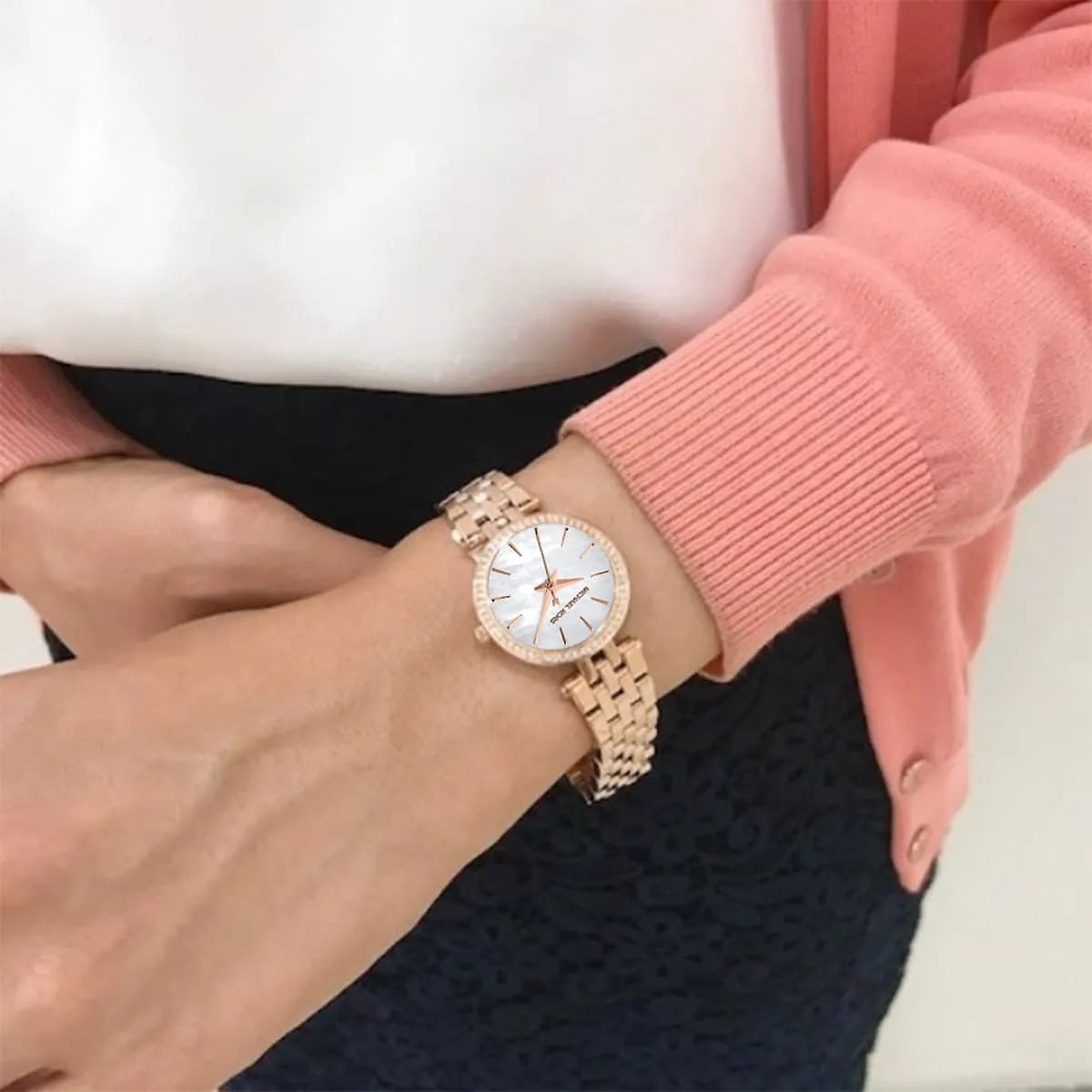 Michael Kors Darci Analog Mother of Pearl Dial Rose Gold Steel Strap Watch For Women - MK3832