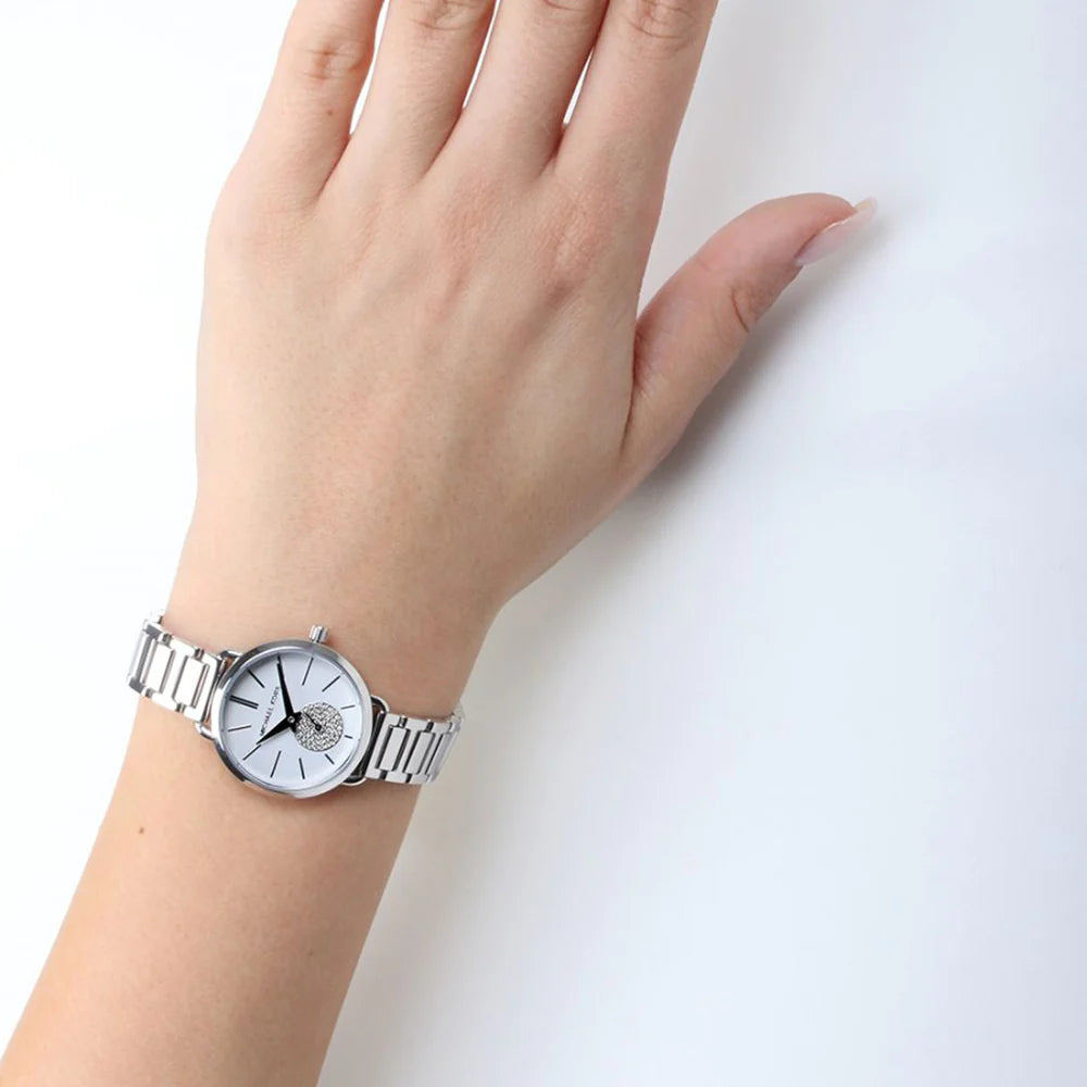  Shop Authentic Michael Kors Portia Quartz Silver Dial Silver Steel Strap Watch For Women - MK3837 - Luxxuri