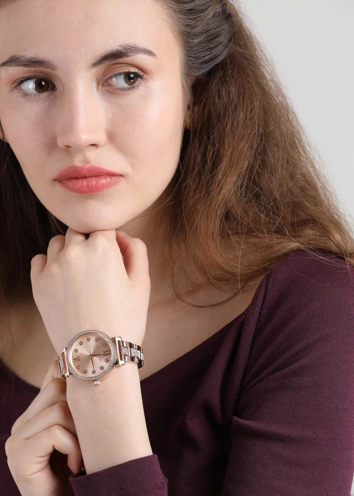  Shop Authentic Michael Kors Sofie Quartz Rose Gold Dial Rose Gold Steel Strap Watch For Women - MK3882 - Luxxuri