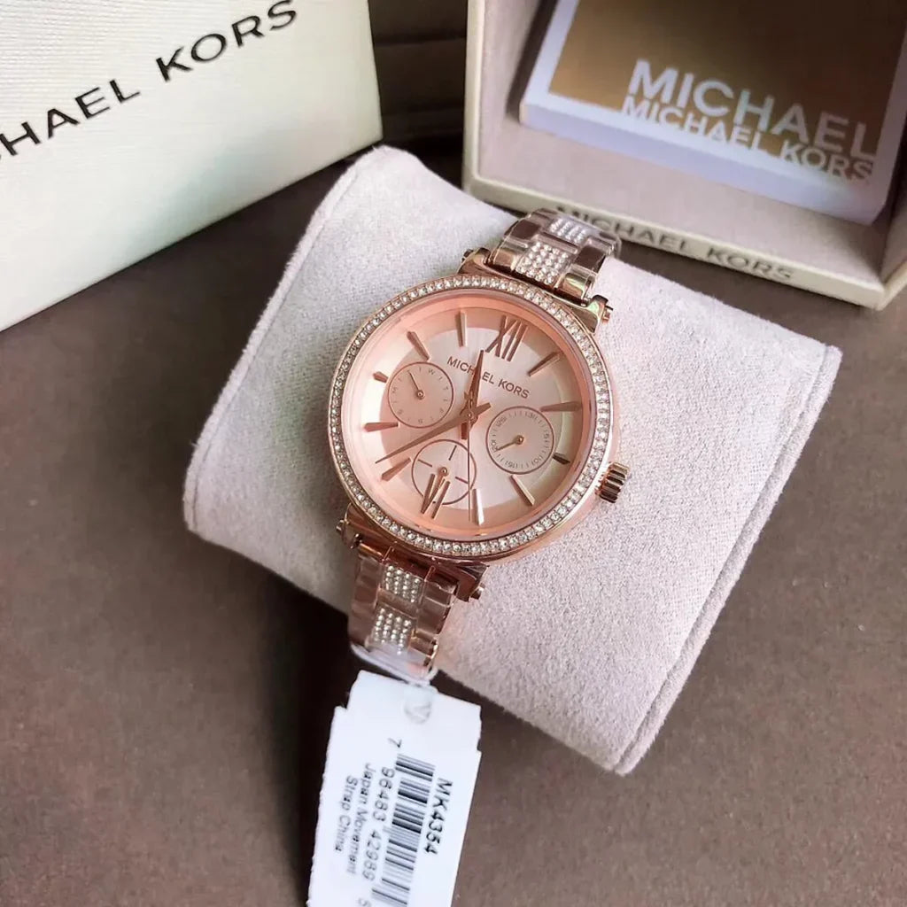  Shop Authentic Michael Kors Sofie Quartz Rose Gold Dial Rose Gold Steel Strap Watch For Women - MK4354 - Luxxuri