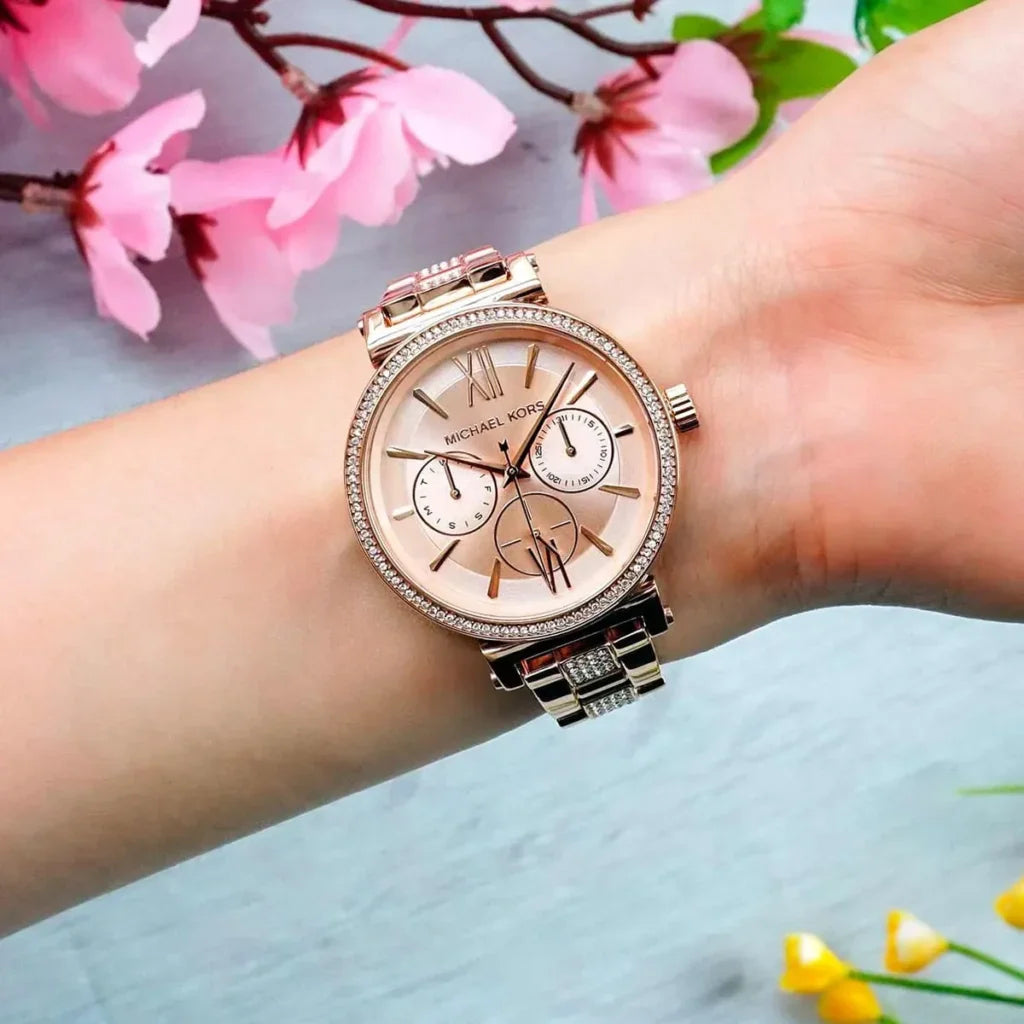  Shop Authentic Michael Kors Sofie Quartz Rose Gold Dial Rose Gold Steel Strap Watch For Women - MK4354 - Luxxuri