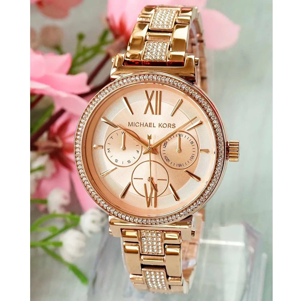  Shop Authentic Michael Kors Sofie Quartz Rose Gold Dial Rose Gold Steel Strap Watch For Women - MK4354 - Luxxuri