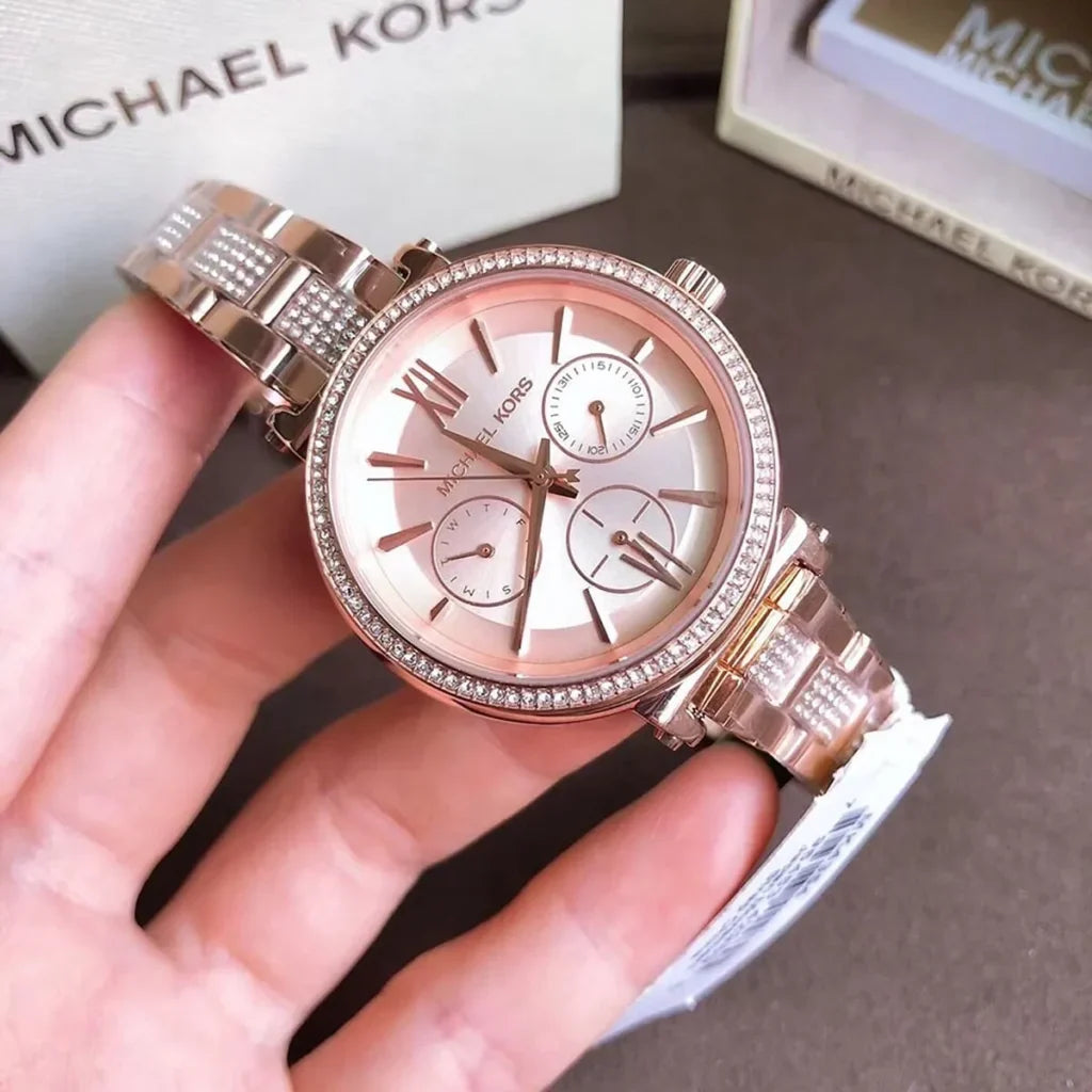  Shop Authentic Michael Kors Sofie Quartz Rose Gold Dial Rose Gold Steel Strap Watch For Women - MK4354 - Luxxuri
