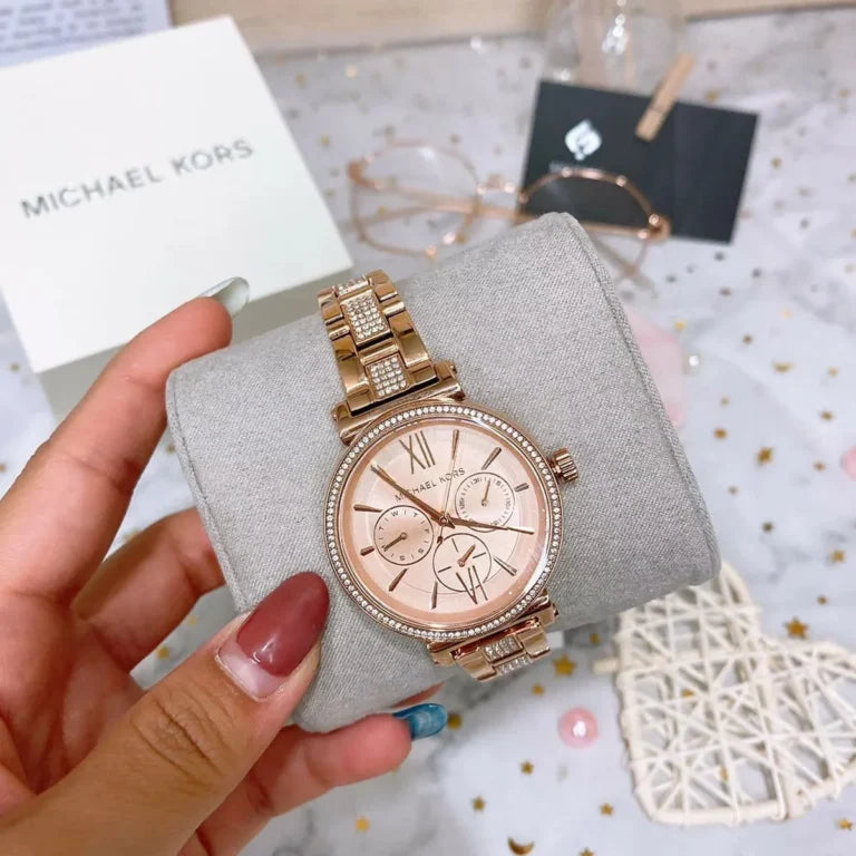  Shop Authentic Michael Kors Sofie Quartz Rose Gold Dial Rose Gold Steel Strap Watch For Women - MK4354 - Luxxuri