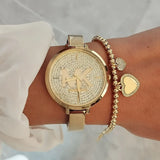  Shop Authentic Michael Kors Parker Crystals Gold Dial Gold Steel Strap Watch For Women - MK4469 - Luxxuri
