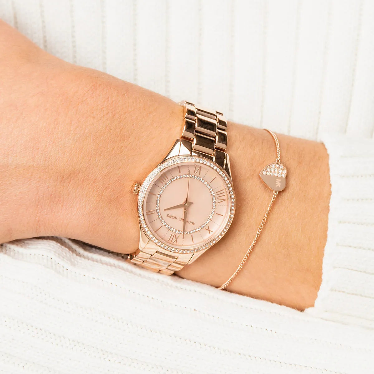  Shop Authentic Michael Kors Lauryn Mother of Pearl Dial Rose Gold Dial Rose Gold Steel Strap Watch For Women - MK4491 - Luxxuri