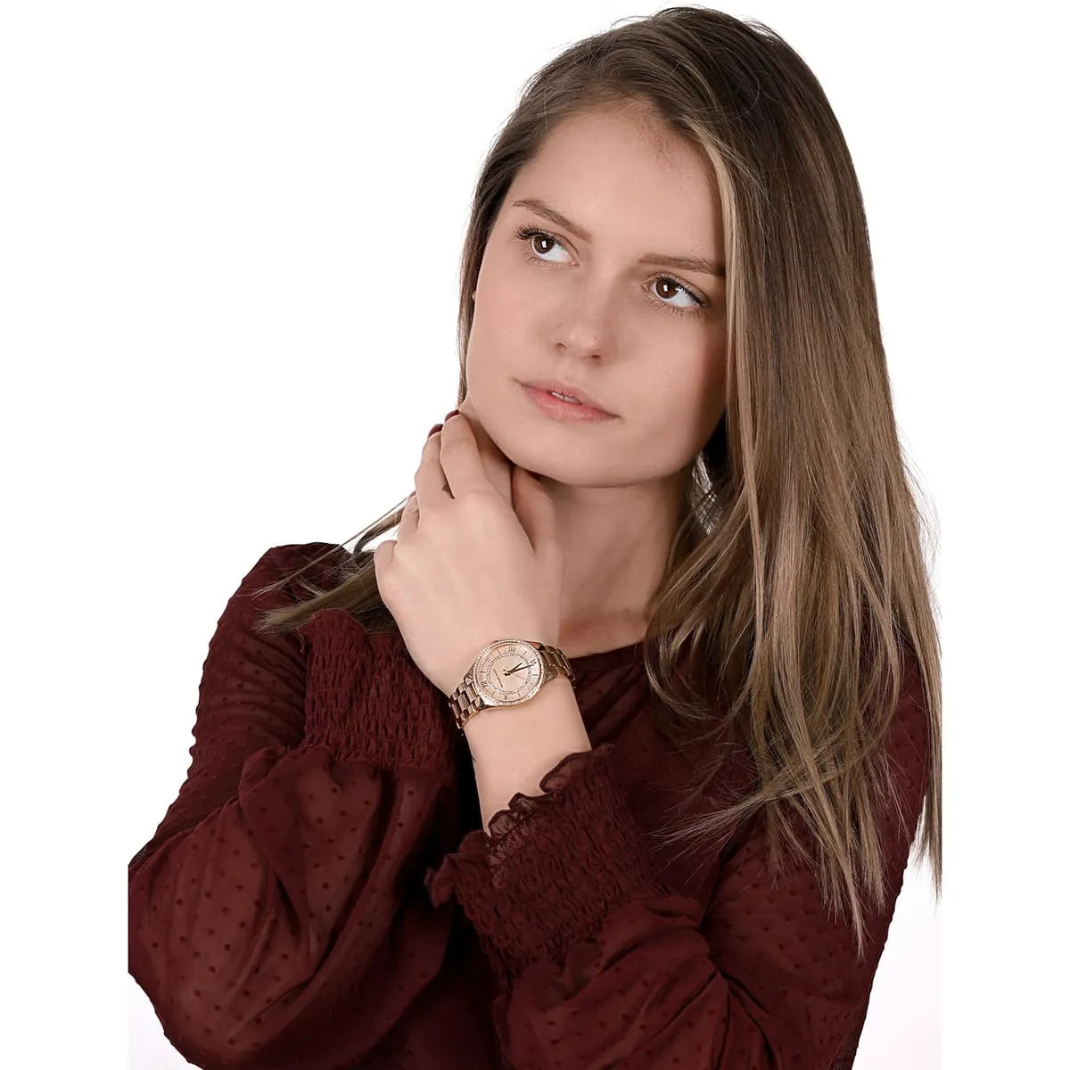  Shop Authentic Michael Kors Lauryn Mother of Pearl Dial Rose Gold Dial Rose Gold Steel Strap Watch For Women - MK4491 - Luxxuri