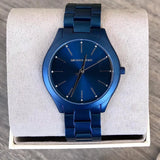  Shop Authentic Michael Kors Slim Runway Quartz Blue Dial Blue Steel Strap Watch For Women - MK4503 - Luxxuri