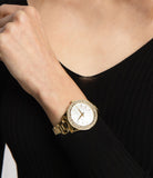  Shop Authentic Michael Kors Liliane Mother of Pearl White Dial Gold Steel Strap Watch For Women - MK4555 - Luxxuri