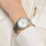  Shop Authentic Michael Kors Liliane Three Hand Mother of Pearl White Dial Silver Steel Strap Watch For Women - MK4556 - Luxxuri
