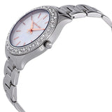 Shop Authentic Michael Kors Liliane Three Hand Mother of Pearl White Dial Silver Steel Strap Watch For Women - MK4556 - Luxxuri
