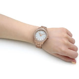  Shop Authentic Michael Kors Lilane Three Hand Mother of Pearl White Dial Rose Gold Steel Strap Watch For Women - MK4557 - Luxxuri