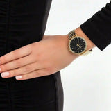  Shop Authentic Michael Kors Pyper Three-Hand Black Dial Gold Steel Strap Watch For Women - MK4593 - Luxxuri