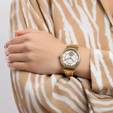  Shop Authentic Michael Kors Abbey Three-Hand Analog White Dial Gold Steel Strap Watch for Women - MK4615 - Luxxuri