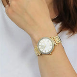  Shop Authentic Michael Kors Abbey Three-Hand Analog White Dial Gold Steel Strap Watch for Women - MK4615 - Luxxuri
