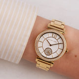  Shop Authentic Michael Kors Abbey Three-Hand Analog White Dial Gold Steel Strap Watch for Women - MK4615 - Luxxuri