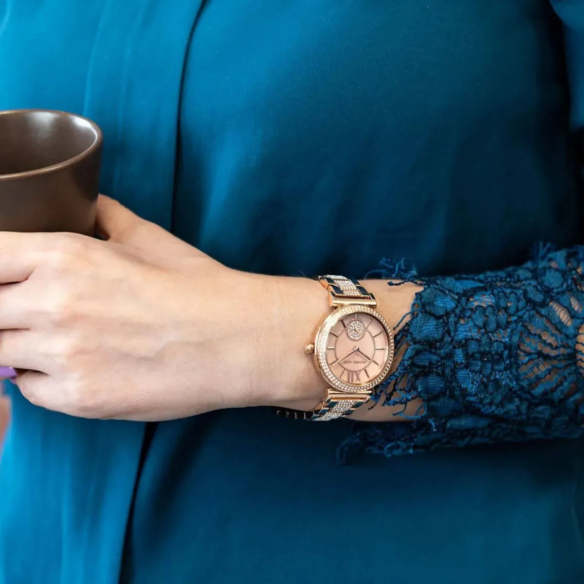  Shop Authentic Michael Kors Abbey Three-Hand Analog Crystals Rose Gold Dial Rose Gold Steel Strap Watch for Women - MK4617 - Luxxuri