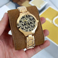  Shop Authentic Michael Kors Slim Runway Crystals Gold Dial Gold Steel Strap Watch for Women - MK4659 - Luxxuri
