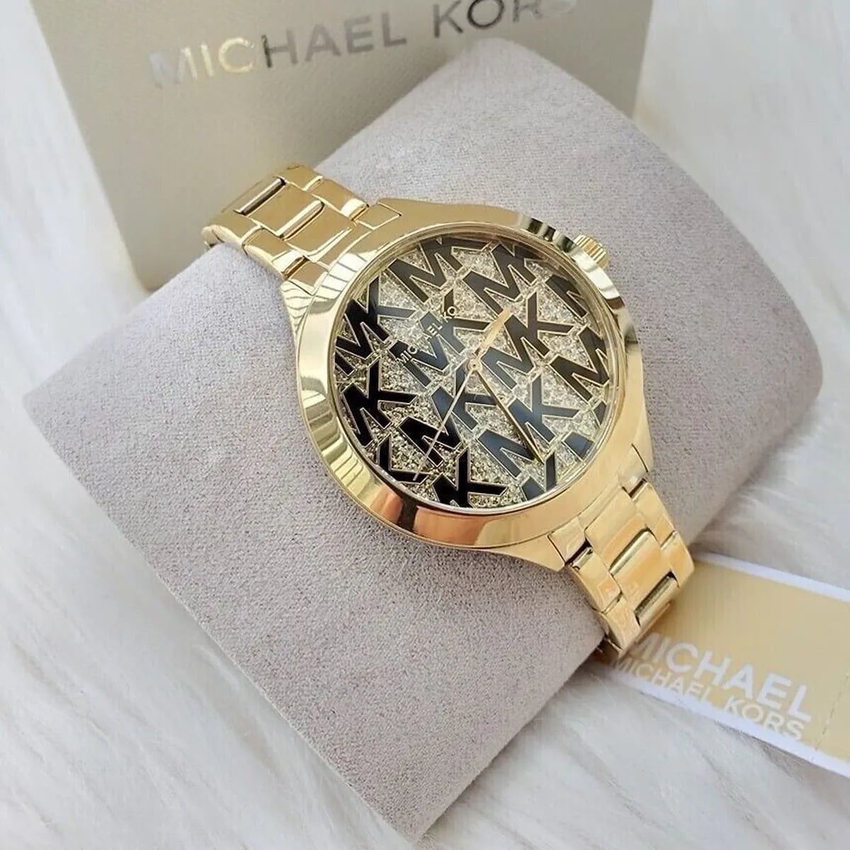  Shop Authentic Michael Kors Slim Runway Crystals Gold Dial Gold Steel Strap Watch for Women - MK4659 - Luxxuri