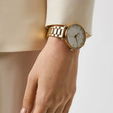  Shop Authentic Michael Kors Pyper Three Hand White Dial Gold Steel Strap Watch For Women - MK4666 - Luxxuri