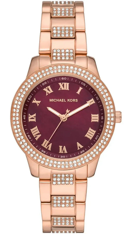  Shop Authentic Michael Kors Tibby Multifunction Crystals Maroon Dial Rose Gold Steel Strap Watch for Women - MK4685 - Luxxuri