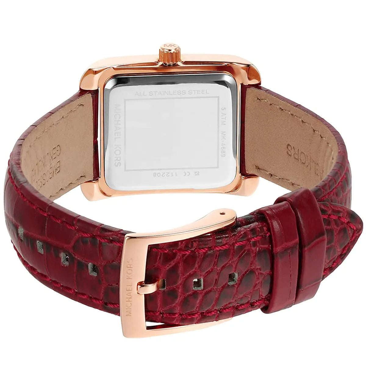  Shop Authentic Michael Kors Emery Quartz Diamonds Silver Dial Red Leather Strap Watch For Women - MK4689 - Luxxuri