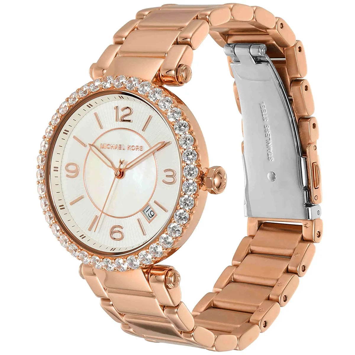  Shop Authentic Michael Kors Parker Three-Hand Mother of Pearl White Dial Rose Gold Steel Strap Watch For Women - MK4695 - Luxxuri
