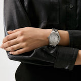  Shop Authentic Michael Kors Harlowe Three-Hand Quartz Silver Dial Silver Steel Strap Watch For Women - MK4708 - Luxxuri