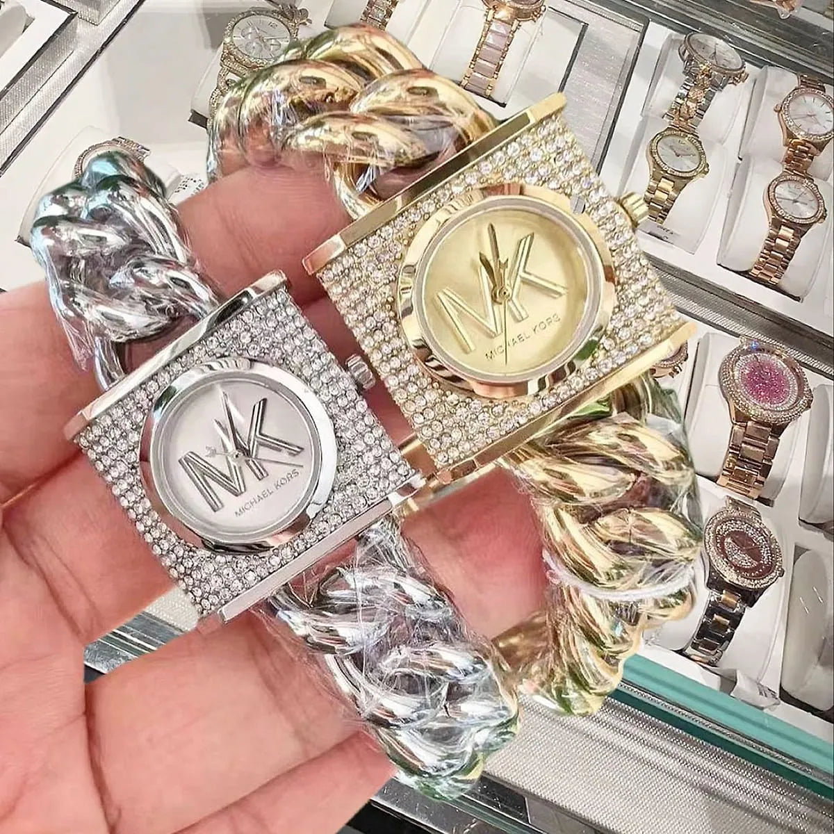  Shop Authentic Michael Kors Chain Lock Pave Gold Dial Gold Steel Strap Watch For Women - MK4711 - Luxxuri