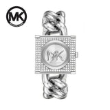  Shop Authentic Michael Kors Chain Lock Pave Silver Dial Silver Steel Strap Watch For Women - MK4718 - Luxxuri