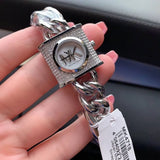  Shop Authentic Michael Kors Chain Lock Pave Silver Dial Silver Steel Strap Watch For Women - MK4718 - Luxxuri