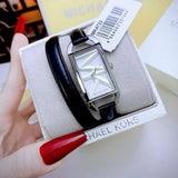  Shop Authentic Michael Kors Empire Three-Hand Silver Dial Black Leather Strap Watch For Women - MK4722 - Luxxuri