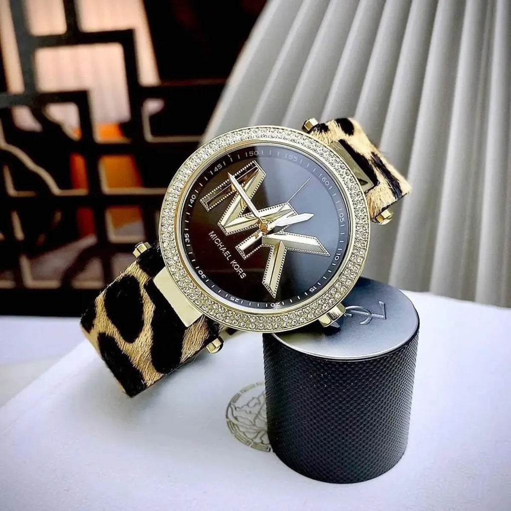  Shop Authentic Michael Kors Parker Black Dial Cheetah Print Brown Leather Strap Watch For Women - MK4723 - Luxxuri
