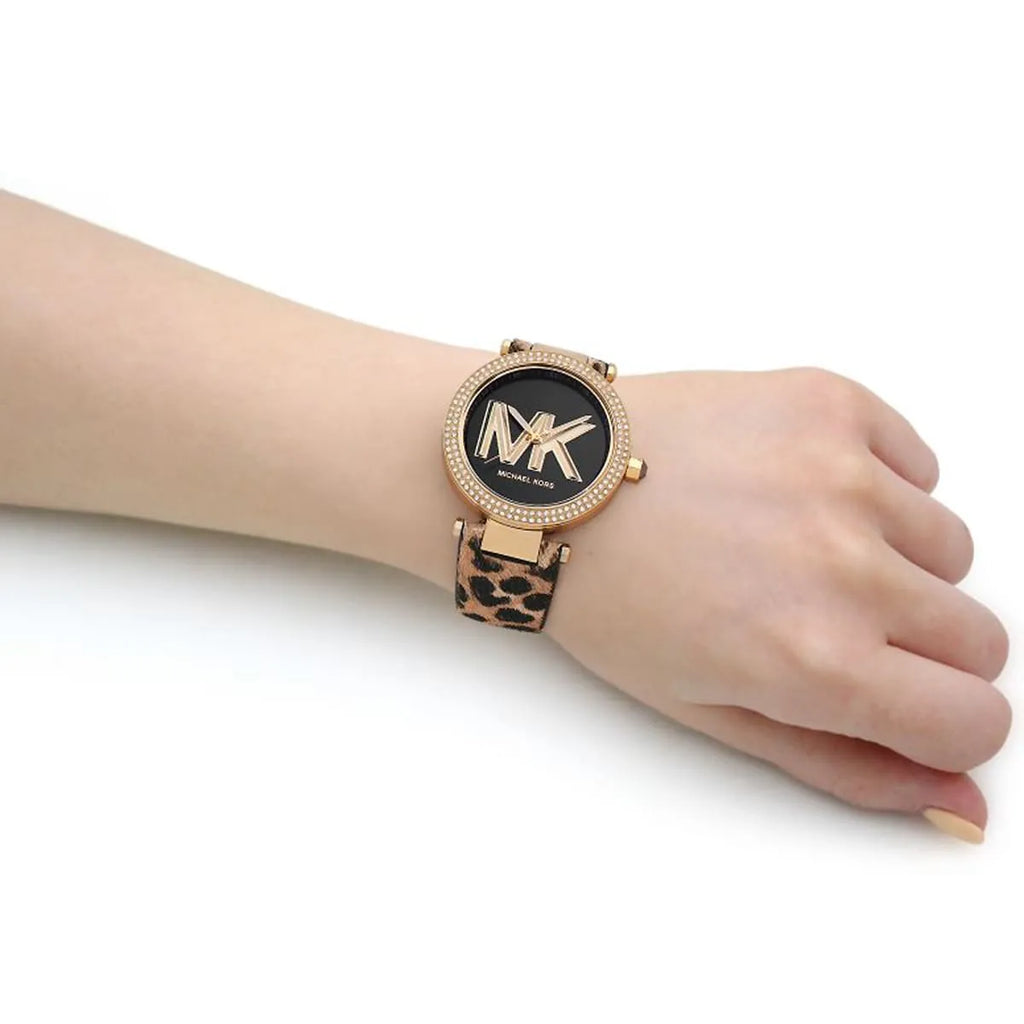  Shop Authentic Michael Kors Parker Black Dial Cheetah Print Brown Leather Strap Watch For Women - MK4723 - Luxxuri