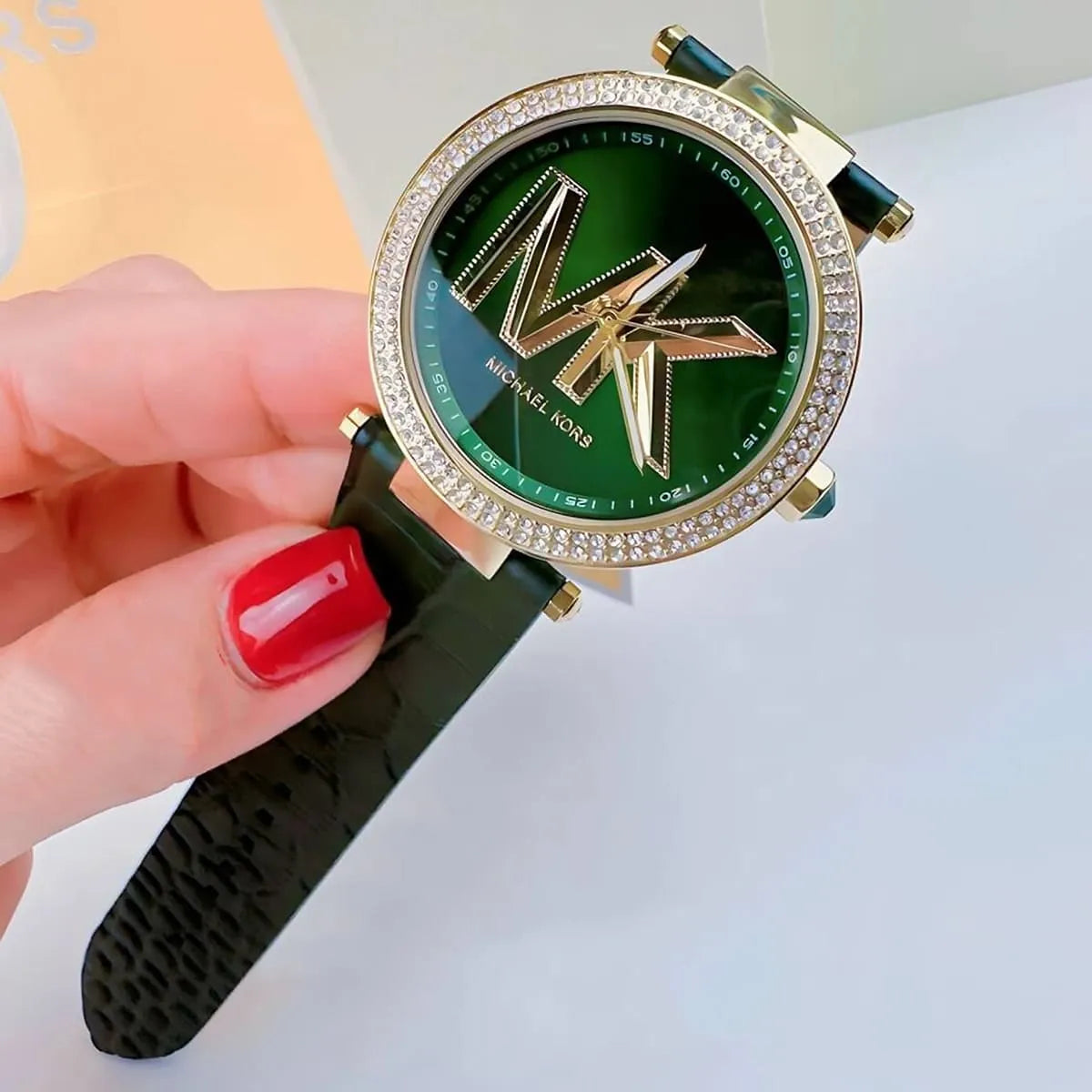  Shop Authentic Michael Kors Parker Green Dial Green Leather Strap Watch For Women - MK4724 - Luxxuri