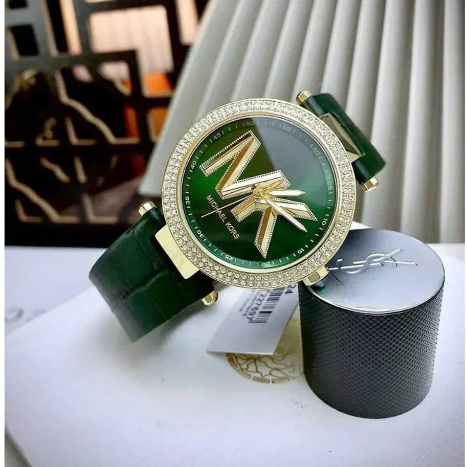  Shop Authentic Michael Kors Parker Green Dial Green Leather Strap Watch For Women - MK4724 - Luxxuri