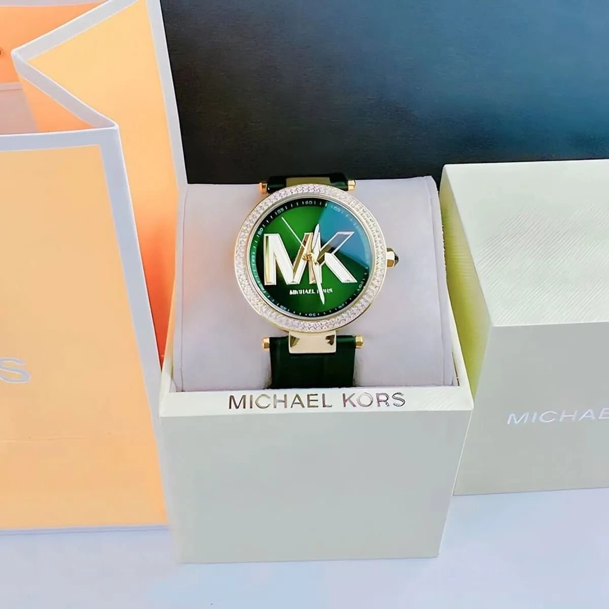  Shop Authentic Michael Kors Parker Green Dial Green Leather Strap Watch For Women - MK4724 - Luxxuri