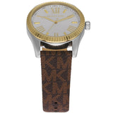  Shop Authentic Michael Kors Lexington Silver Dial Brown Leather Strap Watch For Women - MK4745 - Luxxuri