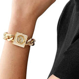  Shop Authentic Michael Kors Chain Lock Analog Crystals Silver Dial Gold Steel Strap Watch for Women - MK4809 - Luxxuri