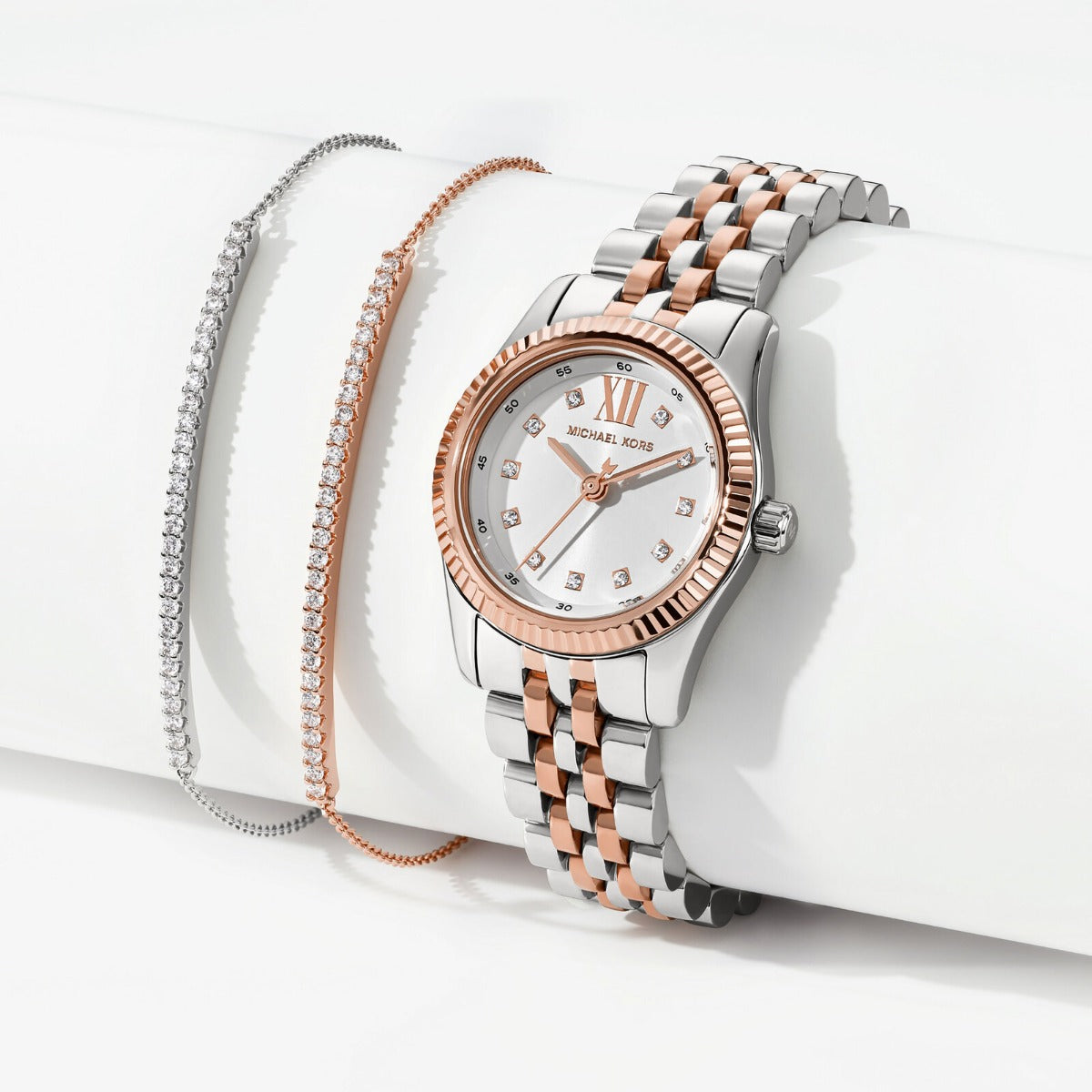  Shop Authentic Michael Kors Lexington Three-Hand White Dial Two Tone Steel Strap Watch for Women - MK4817 - Luxxuri