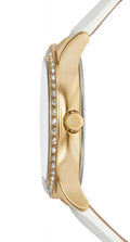 Michael Kors Sage Three-Hand Mother of Pearl White Dial White Leather Strap Watch for Women - MK4818