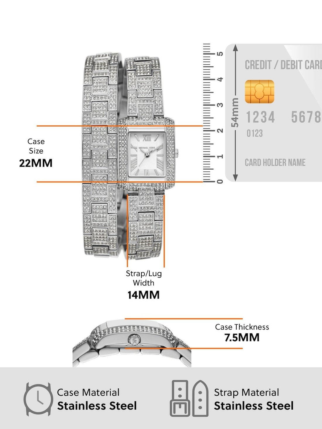 Shop Authentic Michael Kors Emery Pave Double Wrap Crystals White Dial Silver Steel Strap Watch for Women - MK4836 - Luxxuri
