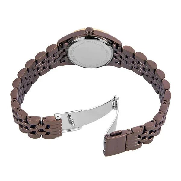  Shop Authentic Michael Kors Lexington Three-Hand Brown Dial Brown Steel Strap Watch for Women - MK4844 - Luxxuri