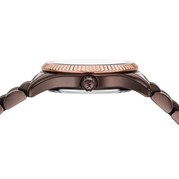  Shop Authentic Michael Kors Lexington Three-Hand Brown Dial Brown Steel Strap Watch for Women - MK4844 - Luxxuri