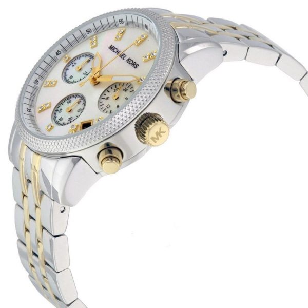  Shop Authentic Michael Kors Ritz Chronograph White Dial Two Tone Steel Strap Watch for Women - MK5057 - Luxxuri