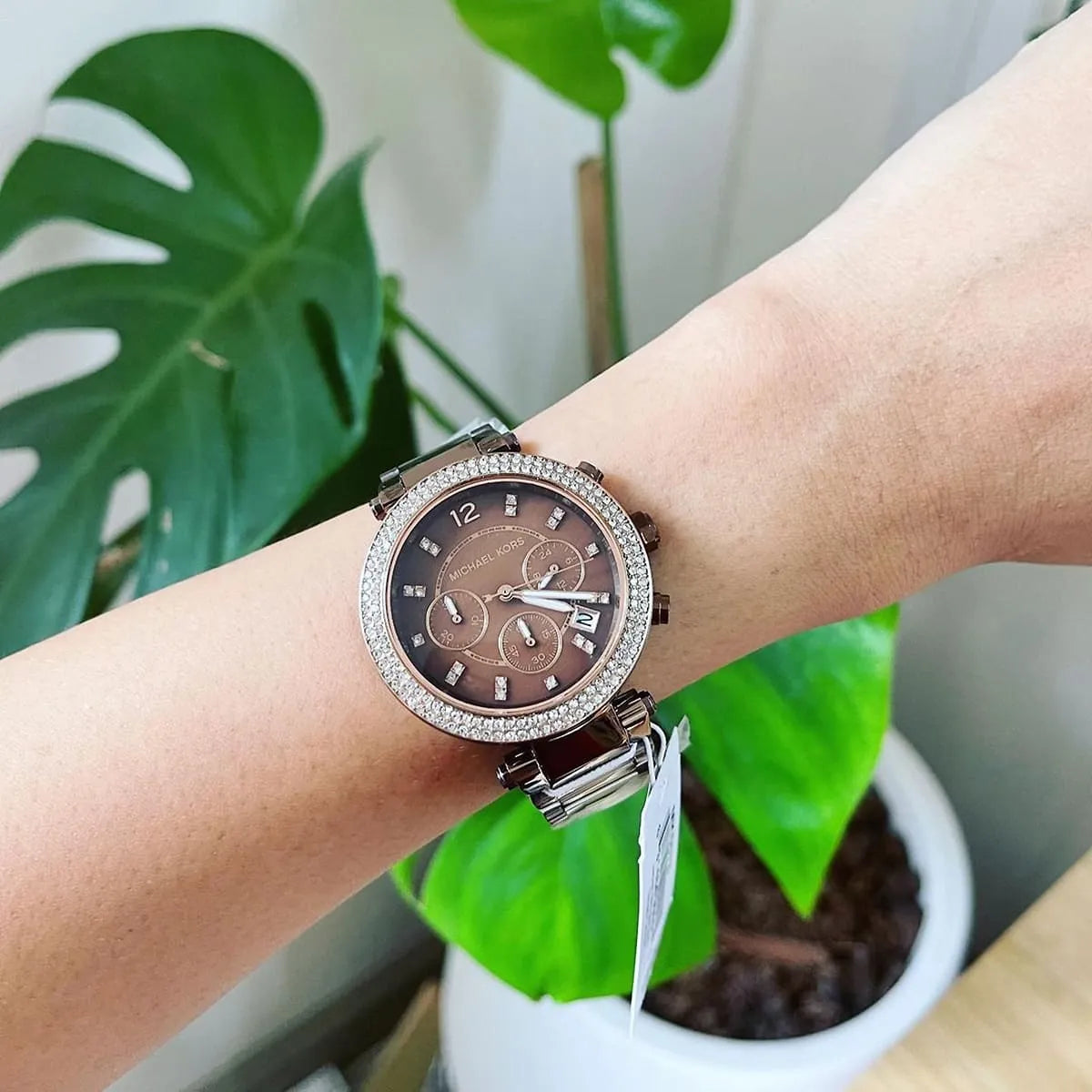  Shop Authentic Michael Kors Parker Chronograph Brown Dial Brown Steel Strap Watch For Women - MK5578 - Luxxuri